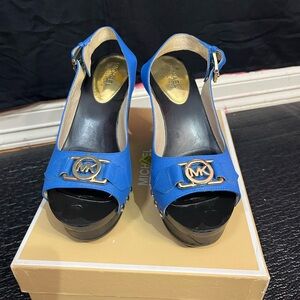Michael Kors Blue Peep Toe Wedge